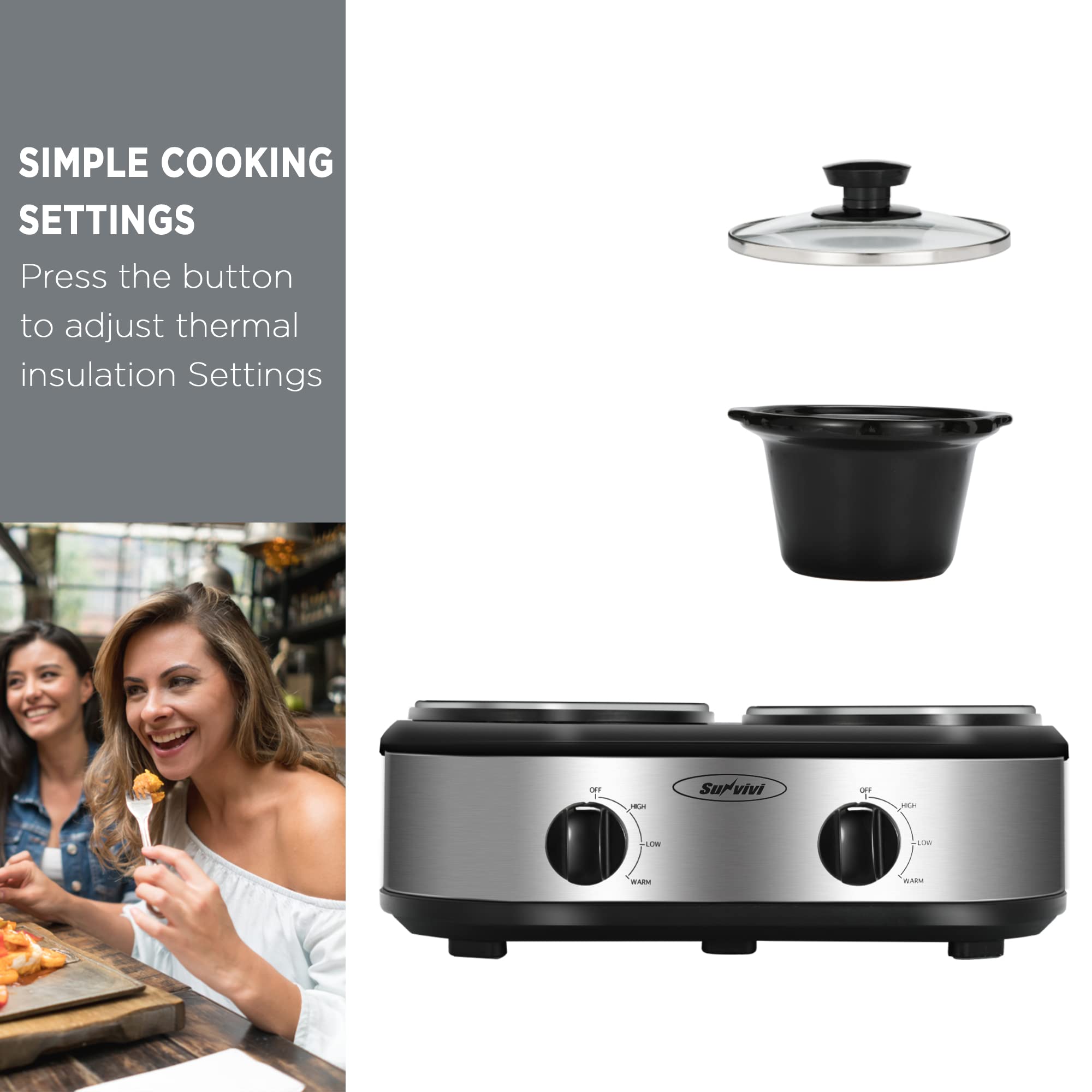 Sunvivi dishwasher-safe ceramic pots with easy-clean stainless steel base.
