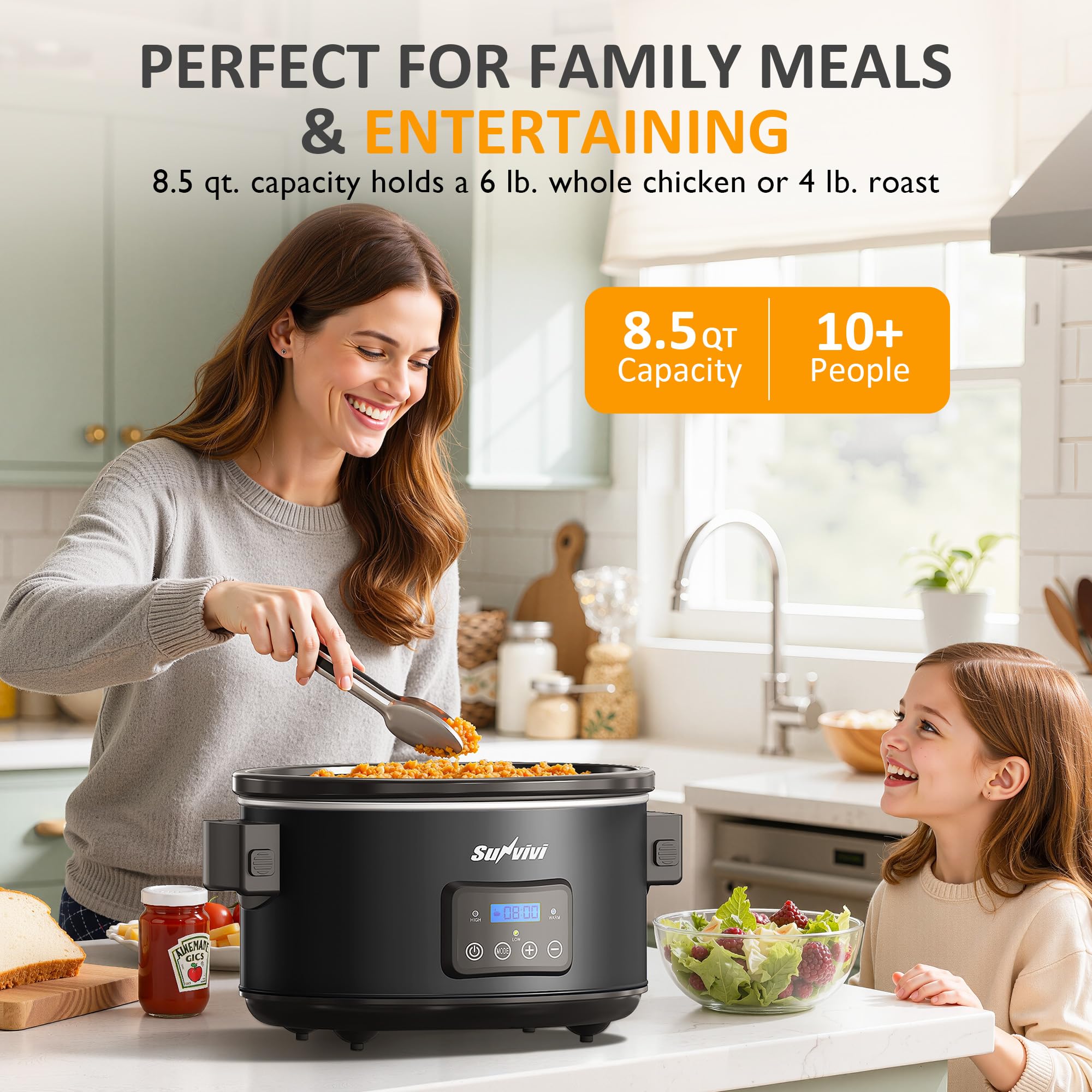 Sunvivi low high and keep-warm settings for versatile cooking