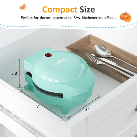 Sunvivi mini waffle maker with gingerbread man plate delights kids.
