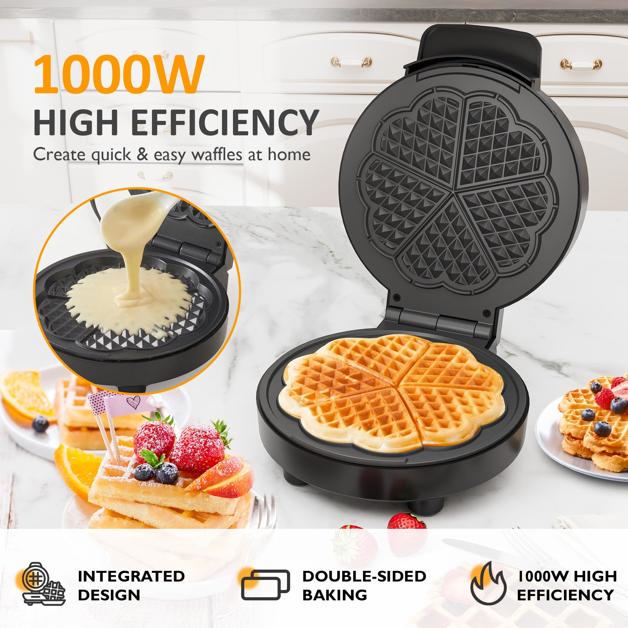 Sunvivi quick-heat waffle iron ready in minutes for fresh waffles.