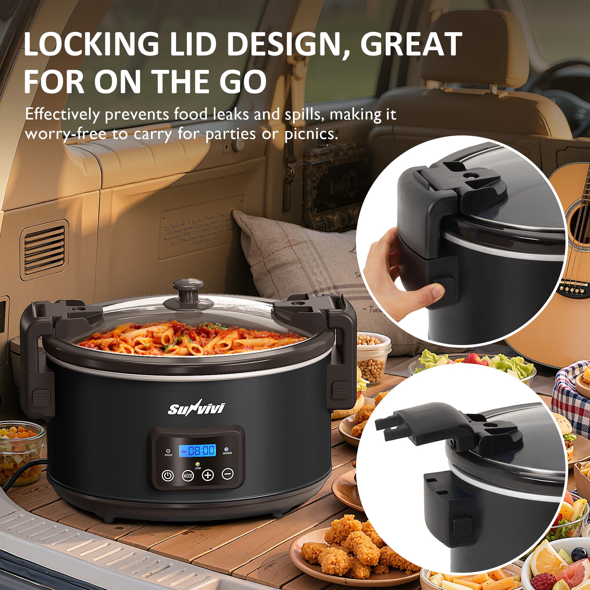 Sunvivi removable ceramic inner pot is dishwasher-safe for quick cleanup