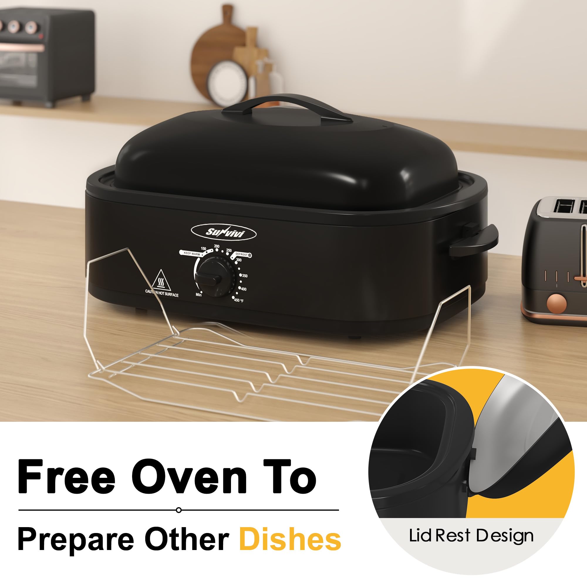 SUNVIVI removable pan and rack for easy setup and cleanup.