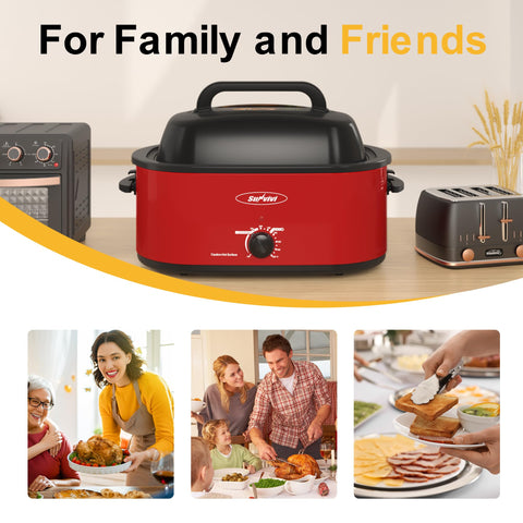 Sunvivi Roaster Oven supports roasting, baking, and slow cooking at home.