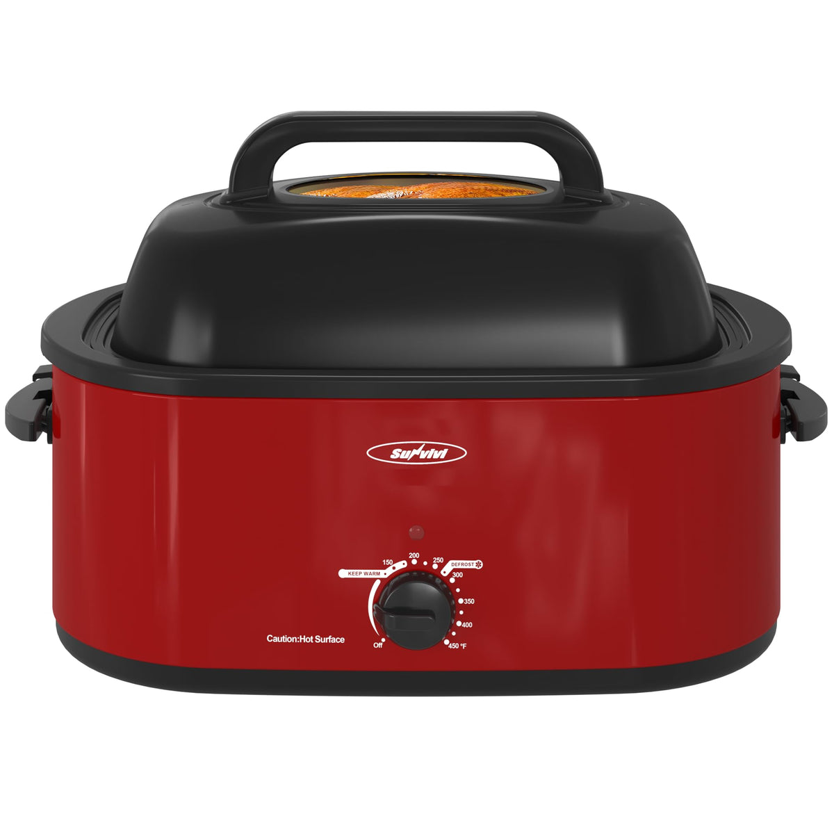 Sunvivi Roaster Oven with viewing lid for easy monitoring and even browning.