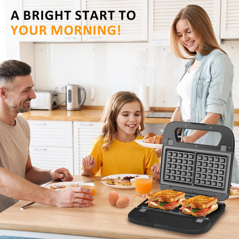Sunvivi 3-in-1 versatility supports waffles, sandwiches, and grilled meals