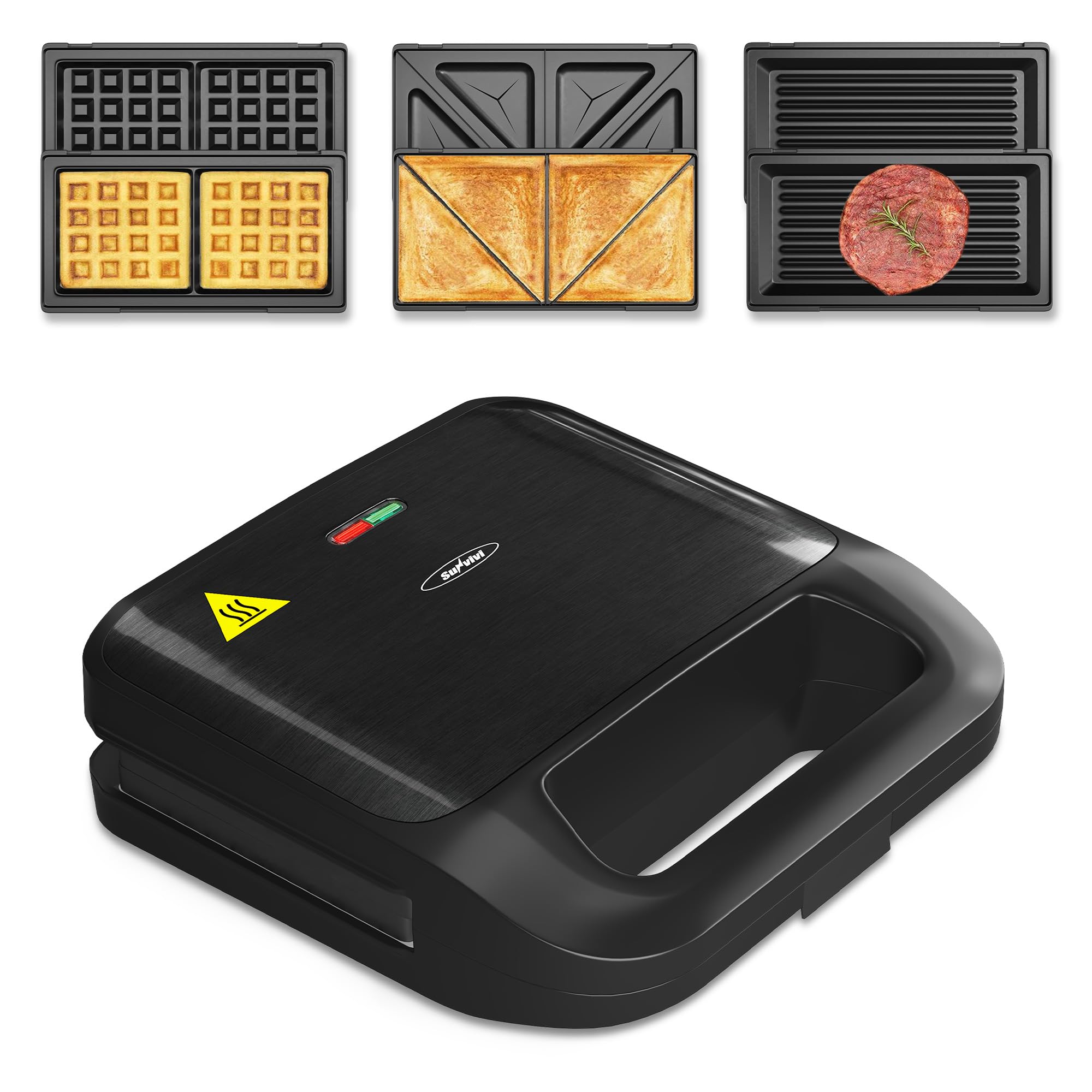 Sunvivi sandwich maker front view, compact design for easy counter use