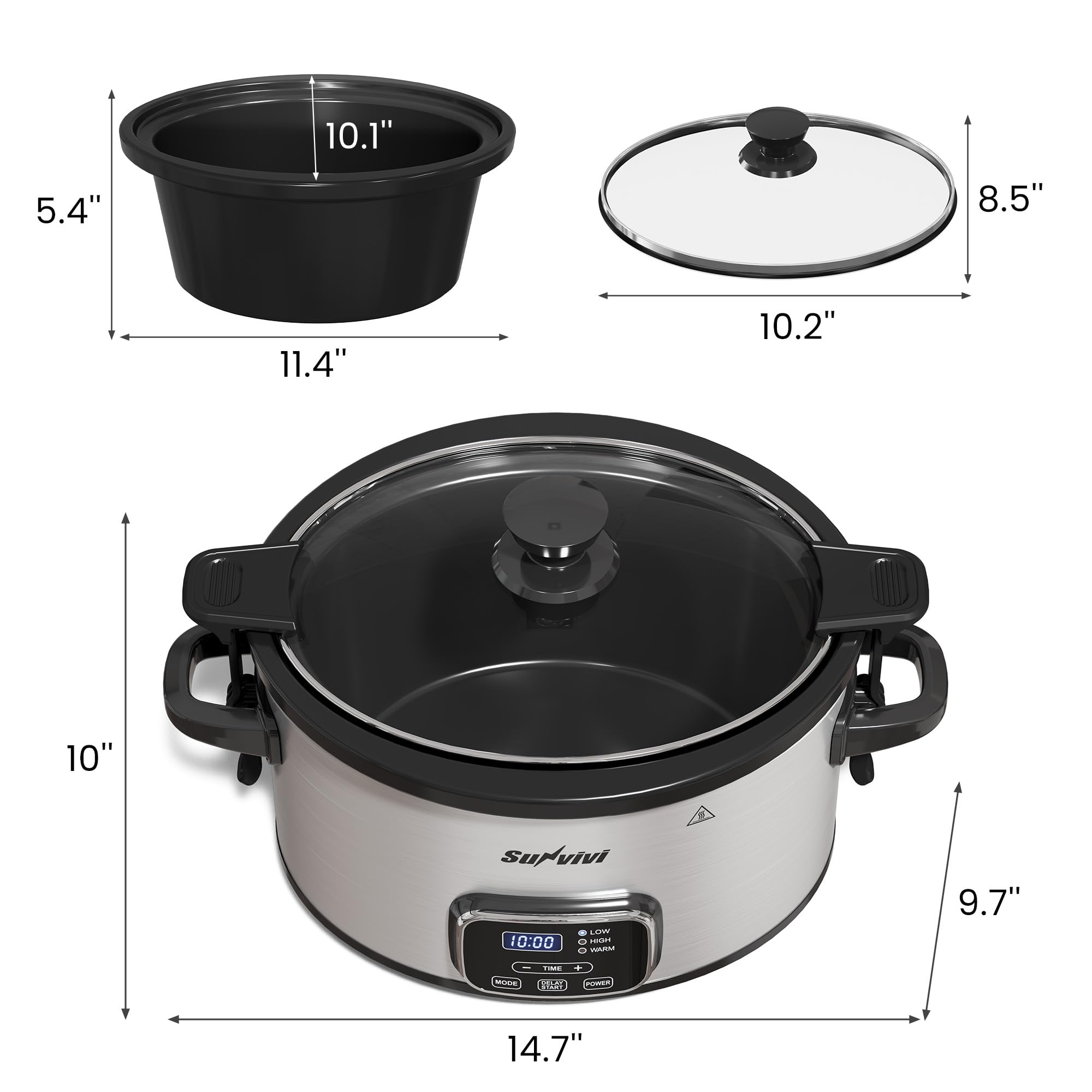 SUNVIVI compact 4-quart size fits small households and travel use.