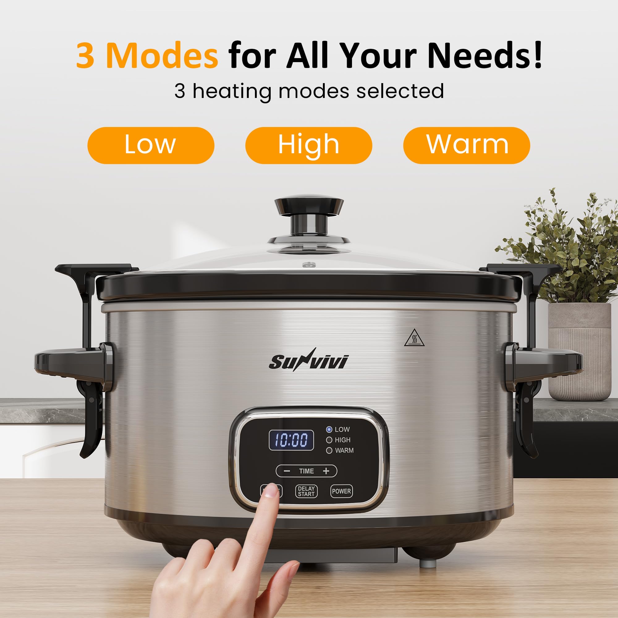 SUNVIVI removable ceramic pot makes cleanup quick and easy after cooking.