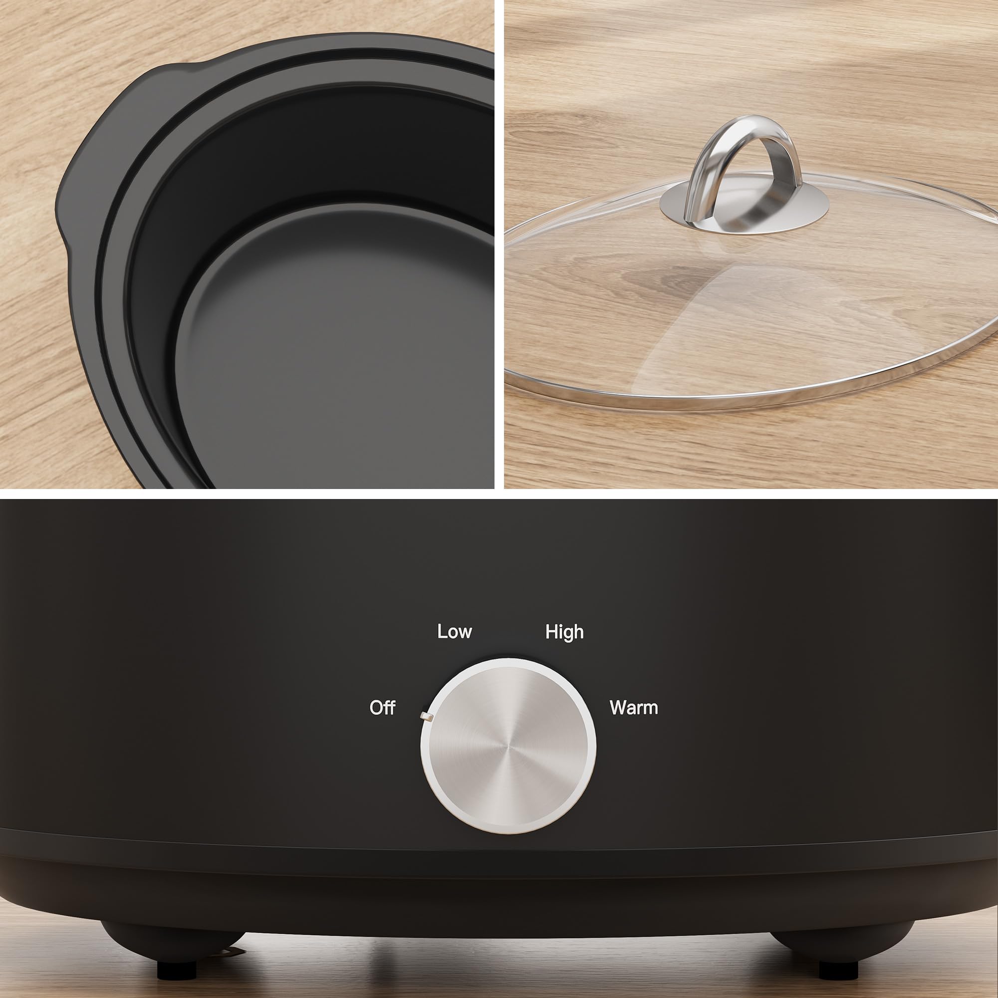 Compact Sunvivi slow cooker on table with dip ready to serve.