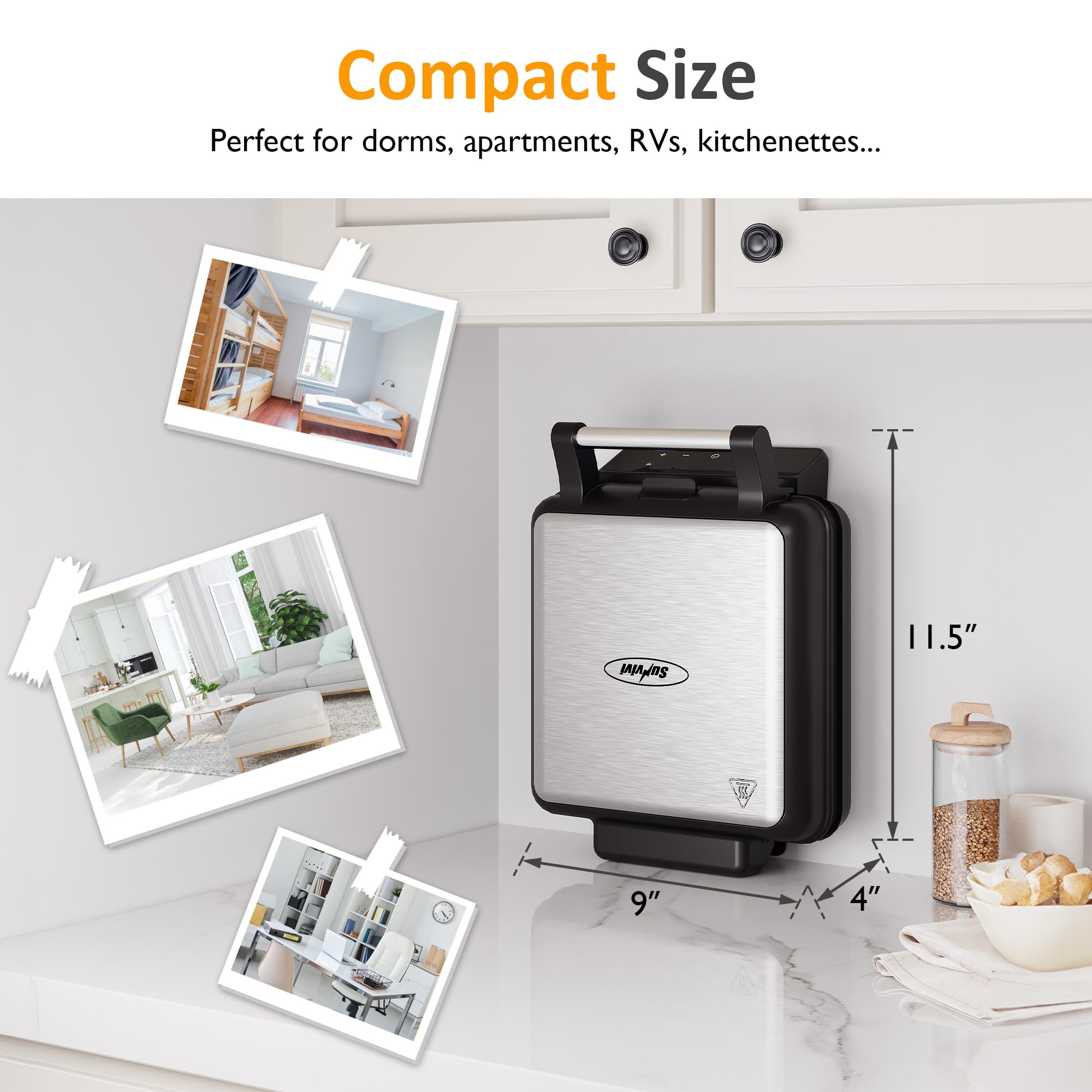 Sunvivi compact and portable waffle maker for apartments