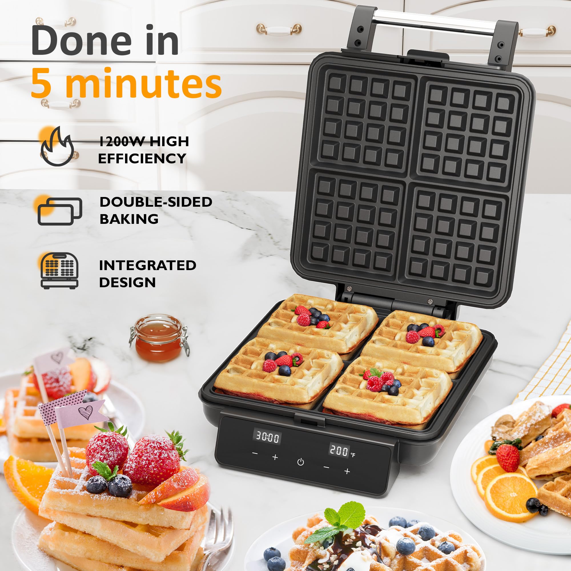 Sunvivi waffle maker LCD timer display for precise cooking