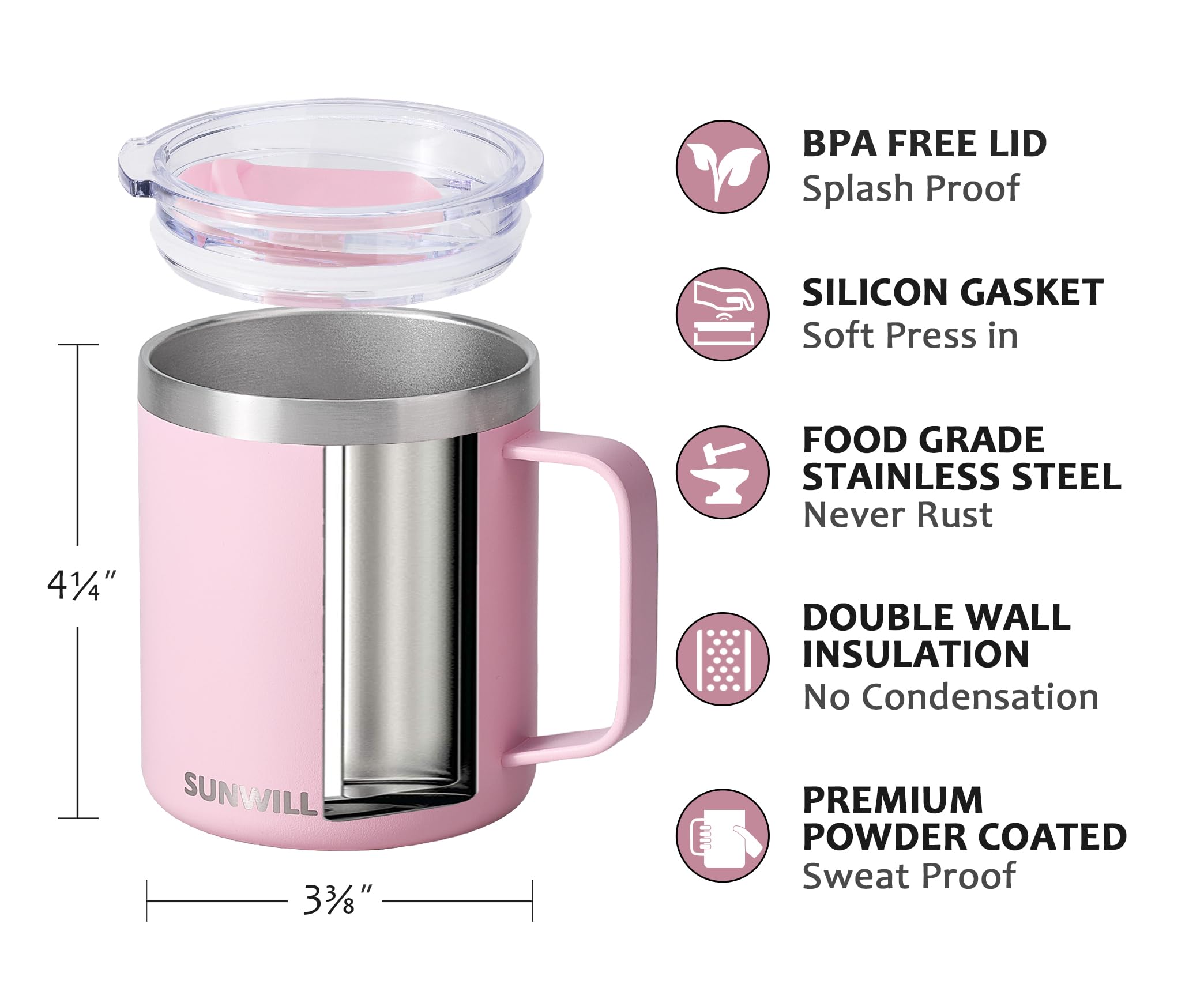 SUNWILL 18-8 stainless steel body ensures durable, rust-free daily use.