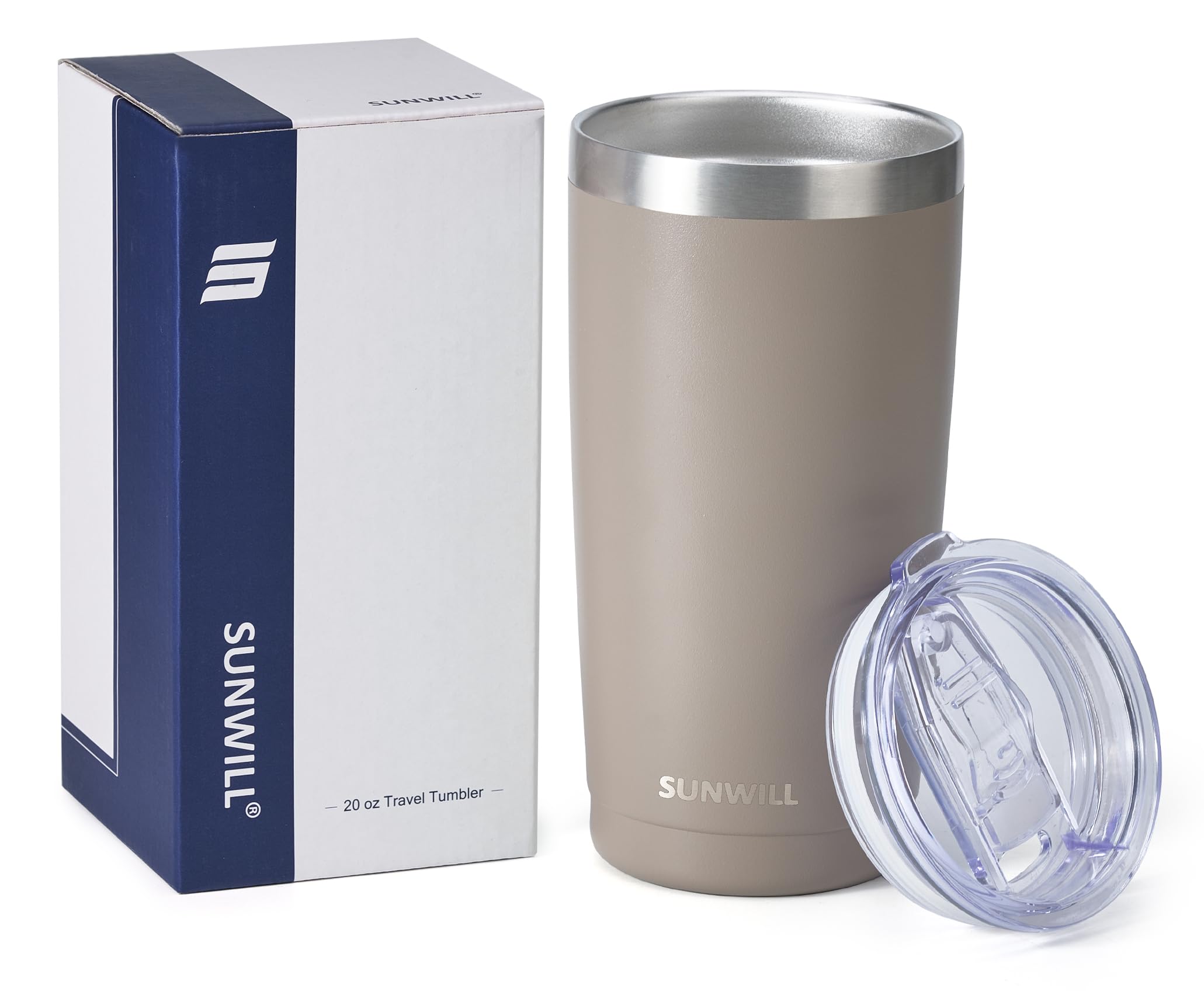 SUNWILL spill-proof BPA-free lid with silicone gasket for on-the-go sipping.