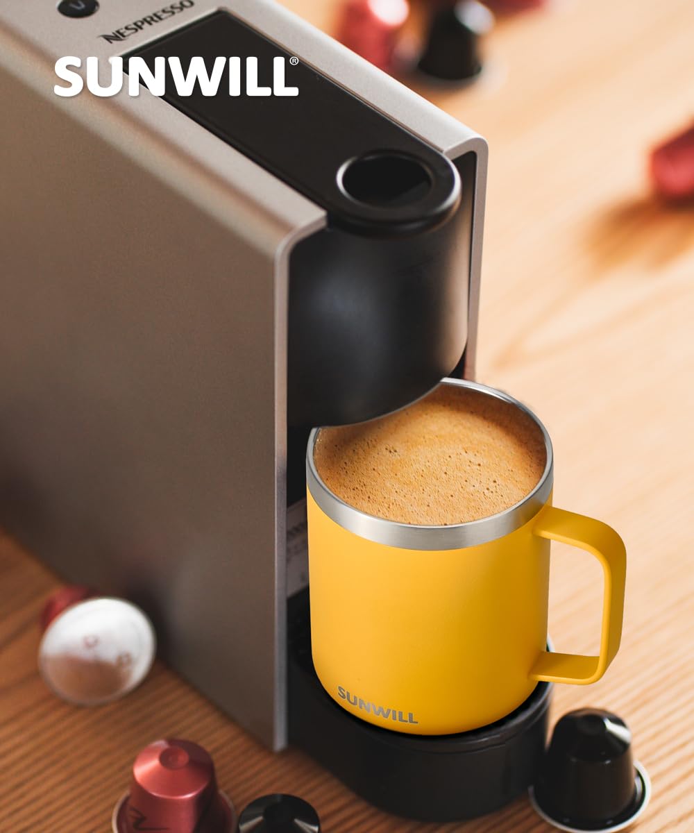 Sunwill mug fits most coffee machines for home, office, and camping.