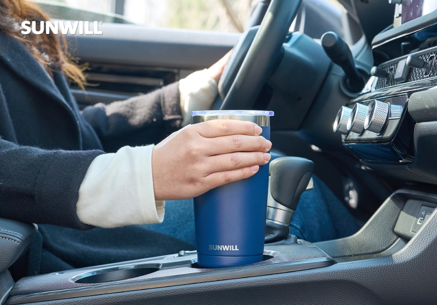 SUNWILL cup-holder-friendly design fits most car cup holders.