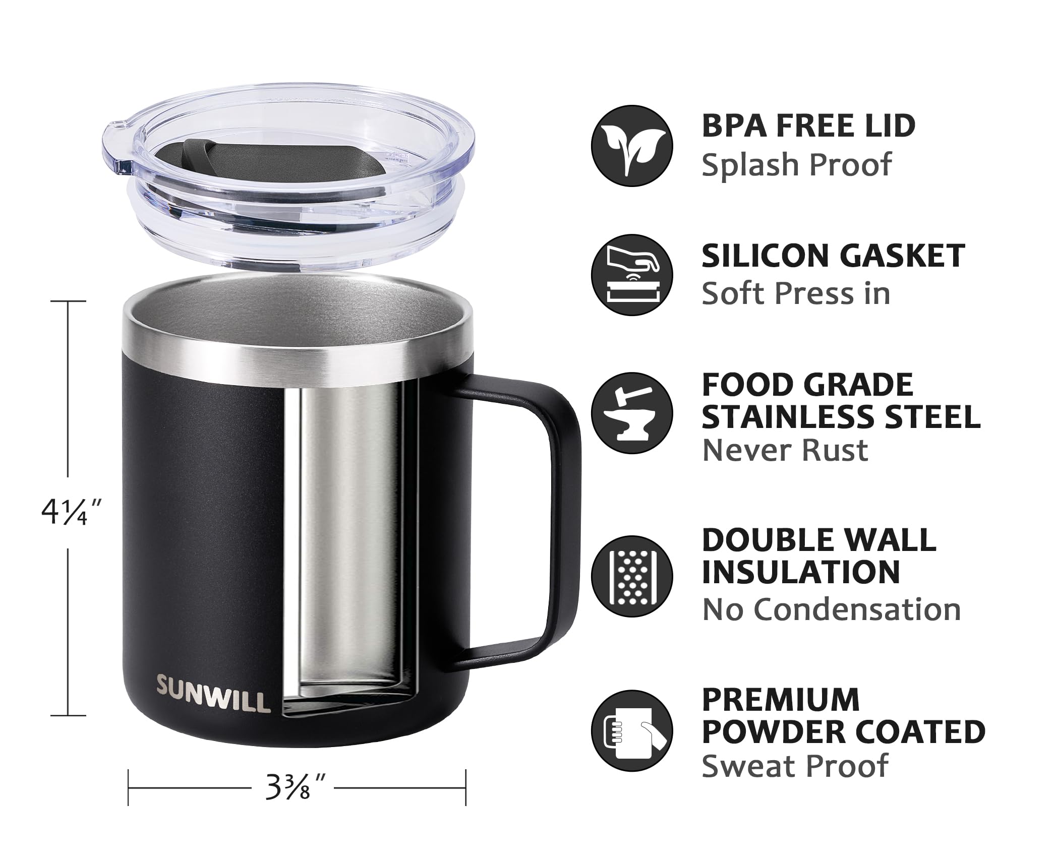 SUNWILL insulated mug demonstrates heat retention for long outdoor outings.