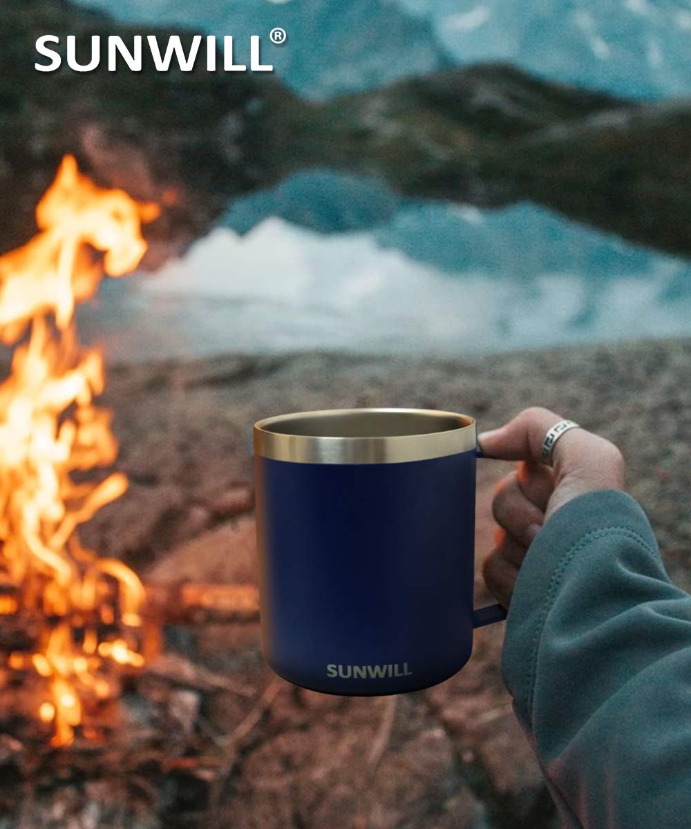 SUNWILL navy mug fits most coffee machines at home or office.