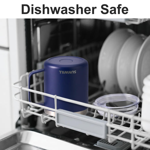 SUNWILL powder-coated mug navy blue endures daily use with a secure grip.