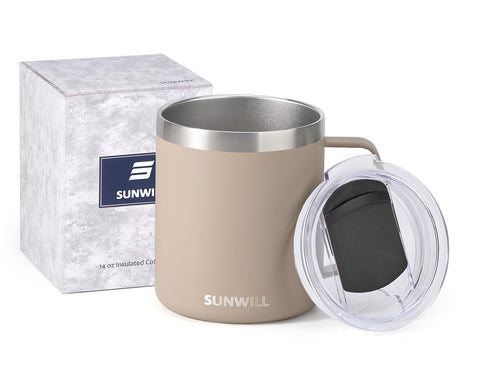 Sunwill Travel Mug on office desk ready for hot coffee.