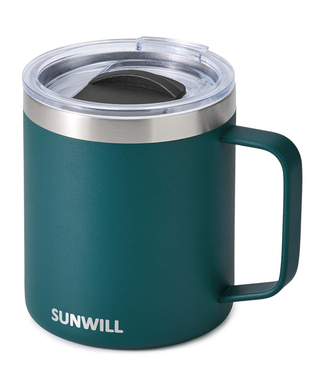 SUNWILL travel coffee mug with lid keeps drinks hot on the go.