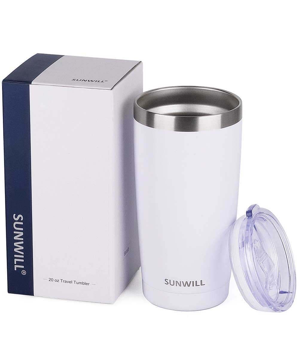 SUNWILL Travel Coffee Tumbler 20 oz car cup holder-friendly, ideal for commutes and travel
