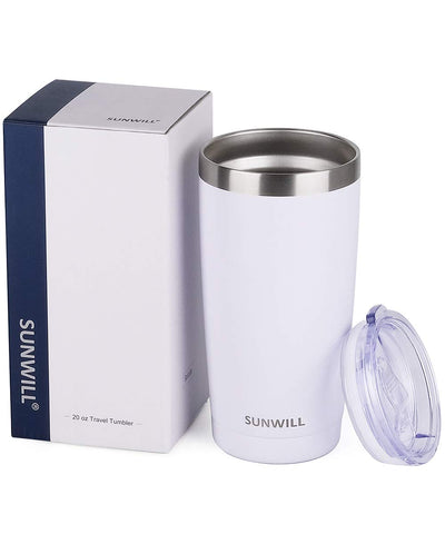 SUNWILL Travel Coffee Tumbler 20 oz car cup holder-friendly, ideal for commutes and travel