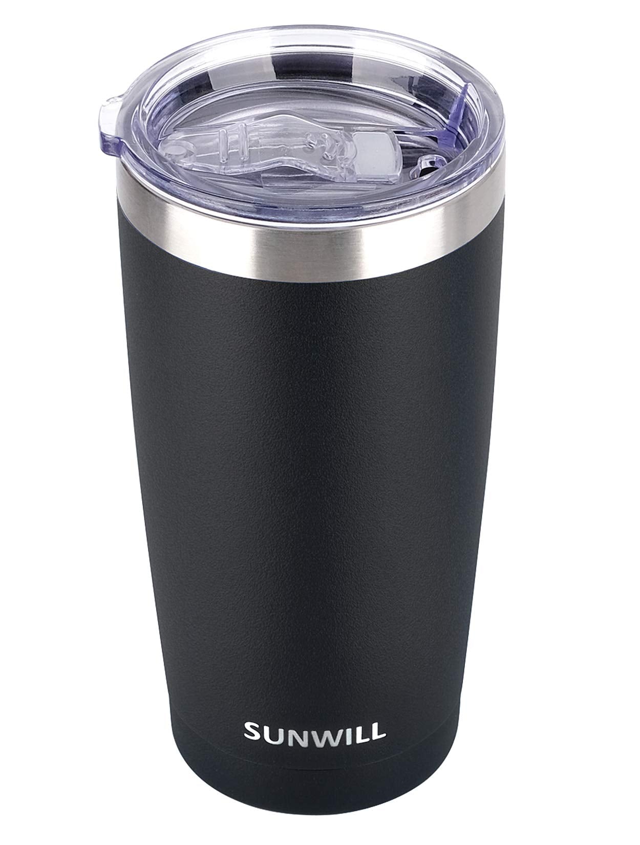 SUNWILL Travel Coffee Tumbler 20 oz front view with durable powder-coated finish for outdoor use.