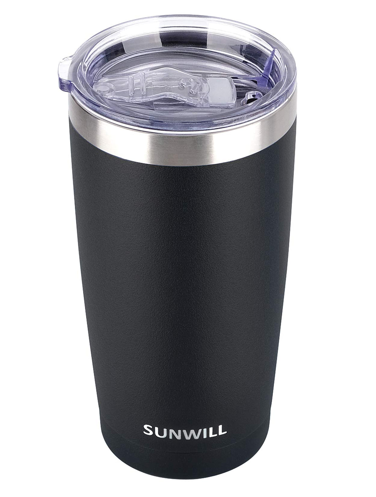 SUNWILL Travel Coffee Tumbler 20 oz front view with durable powder-coated finish for outdoor use.