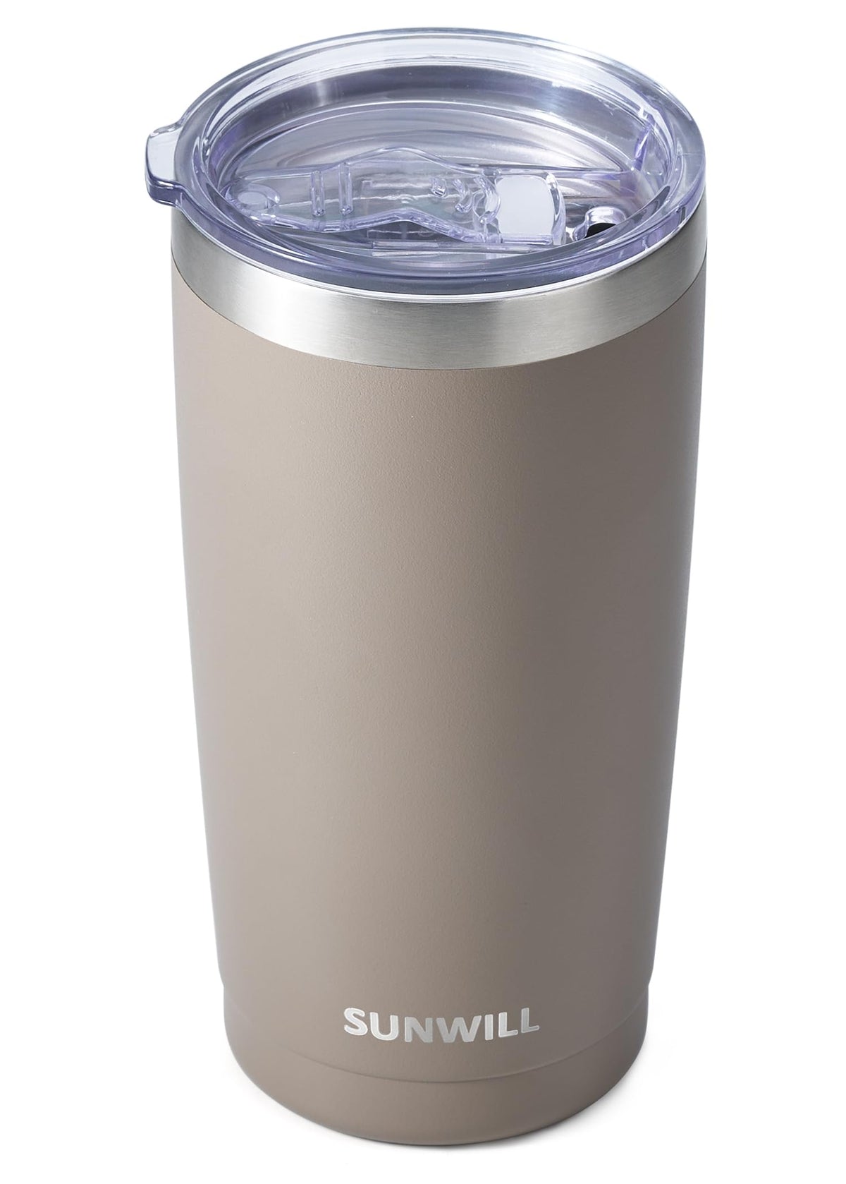 SUNWILL travel tumbler with lid on, ideal for outdoor adventures.