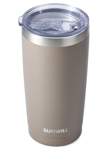 SUNWILL travel tumbler with lid on, ideal for outdoor adventures.