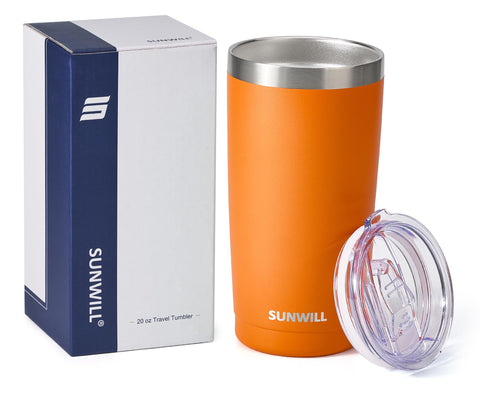 SUNWILL 20 oz tumbler with silicone gasket lid prevents spills during travel