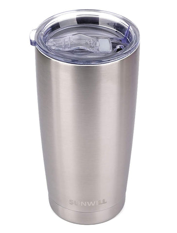SUNWILL Travel Coffee Tumbler 20 oz with sliding lid keeps drinks hot on the go.