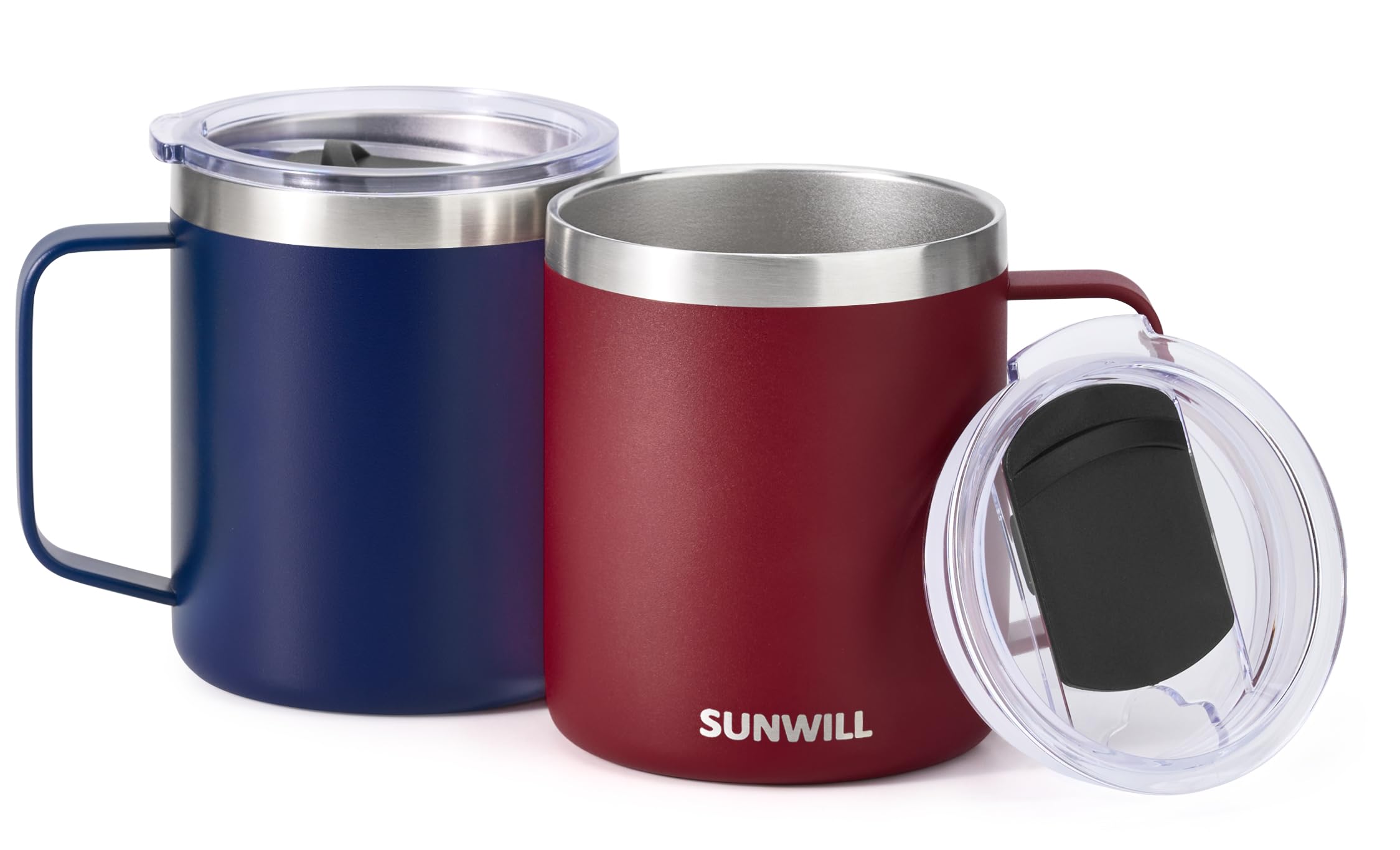 SUNWILL travel mug 14oz wine red keeps drinks cold during travel