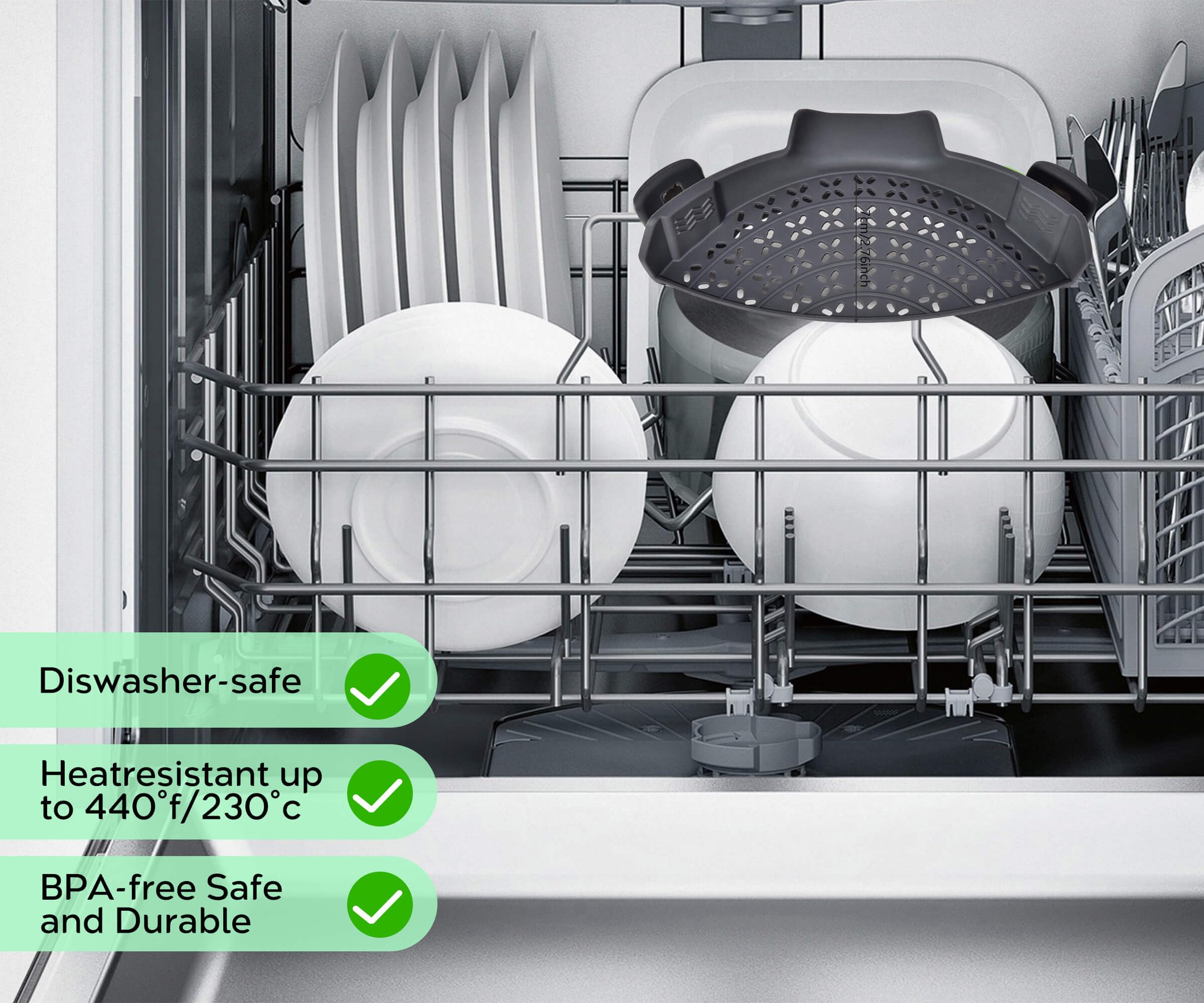 Sunwukin versatile kitchen strainer on a bowl for rinsing