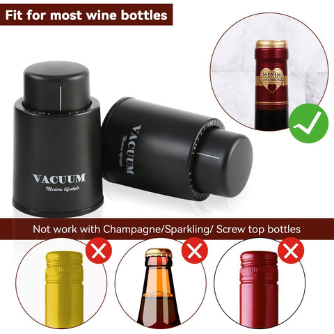 Sunwuun vacuum seal wine stopper fits most bottles for versatile use.