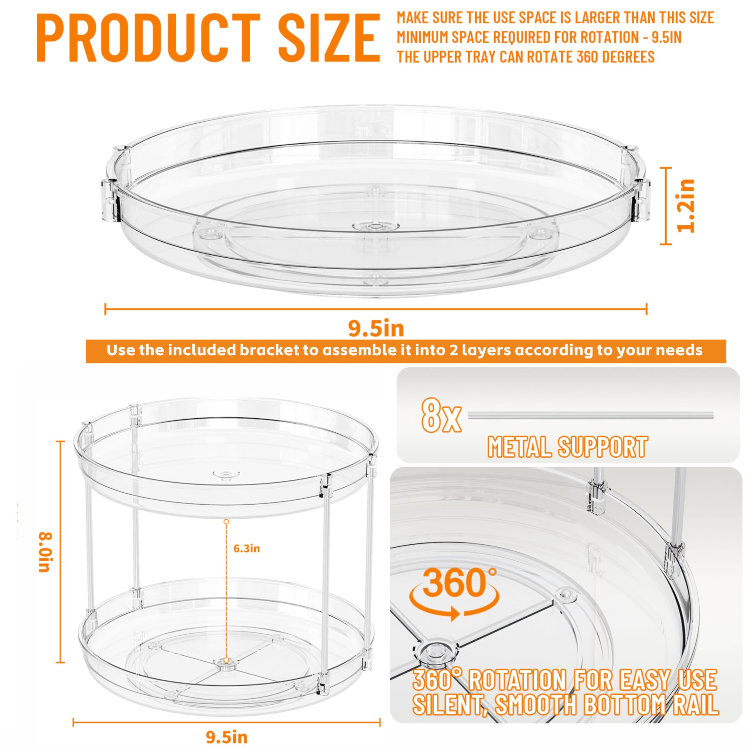 SuoXing kitchen cabinet with clear acrylic turntables in use