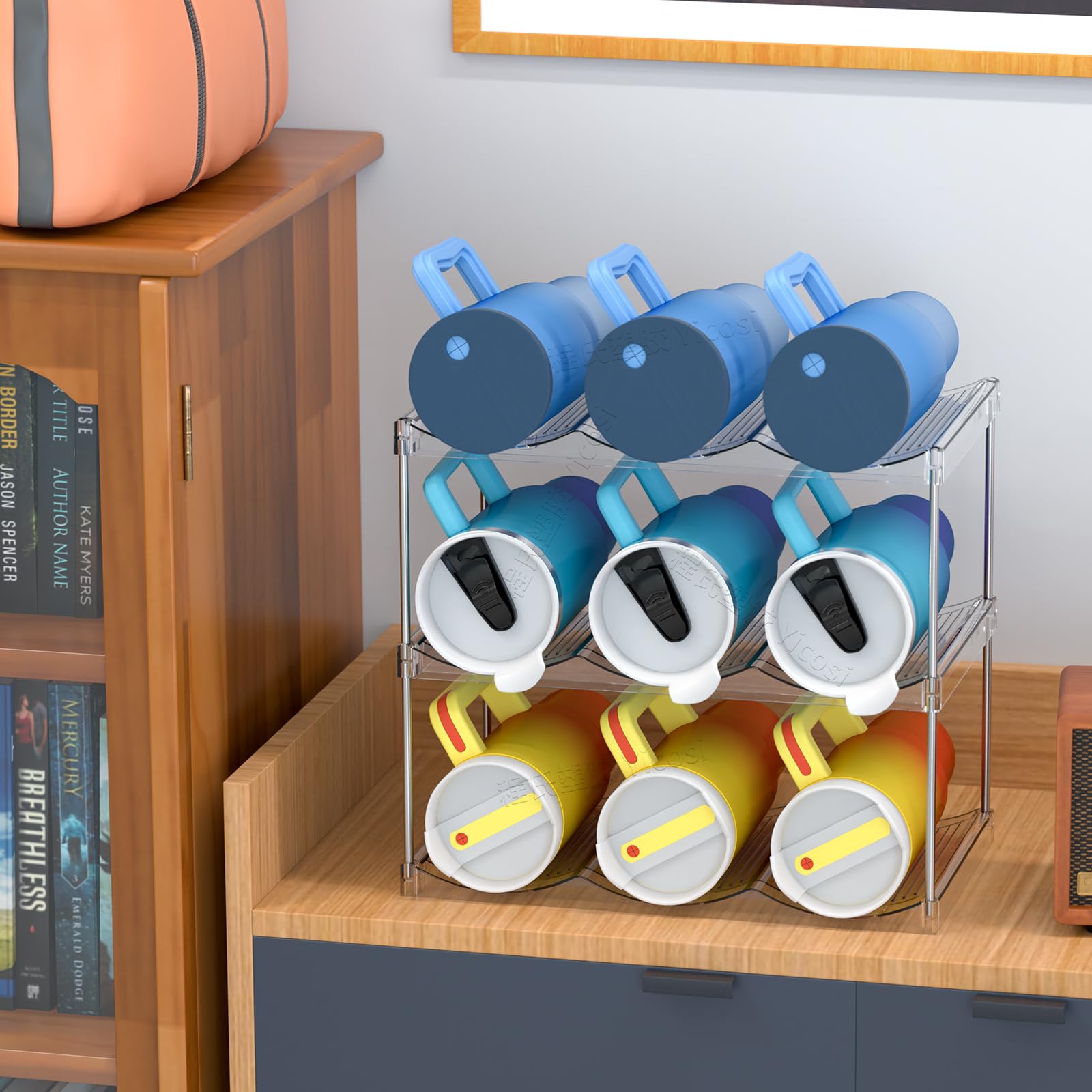 SuoXing wine rack and cup organizer maximizes vertical kitchen storage