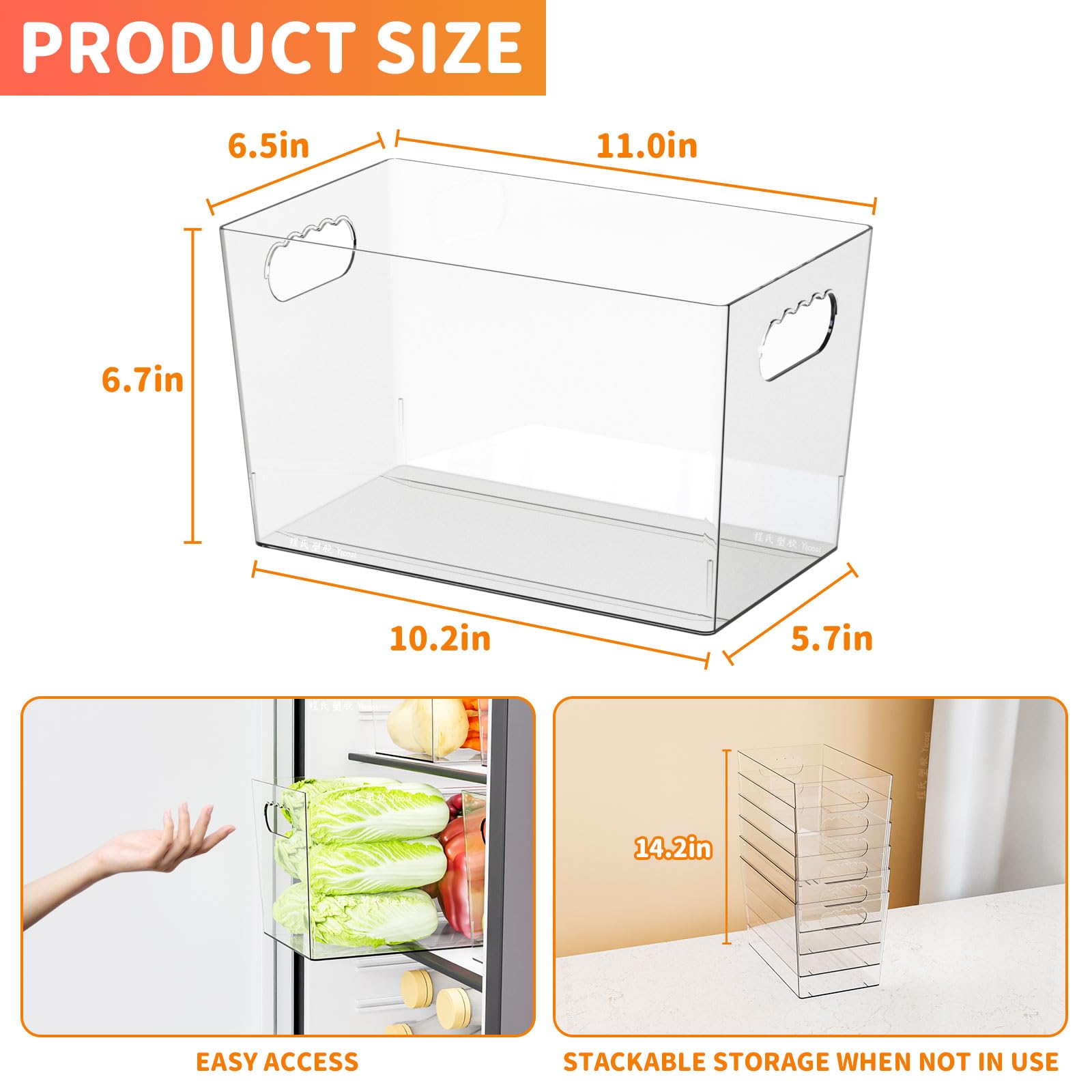 SuoXing pantry storage bin clear stackable design saves space