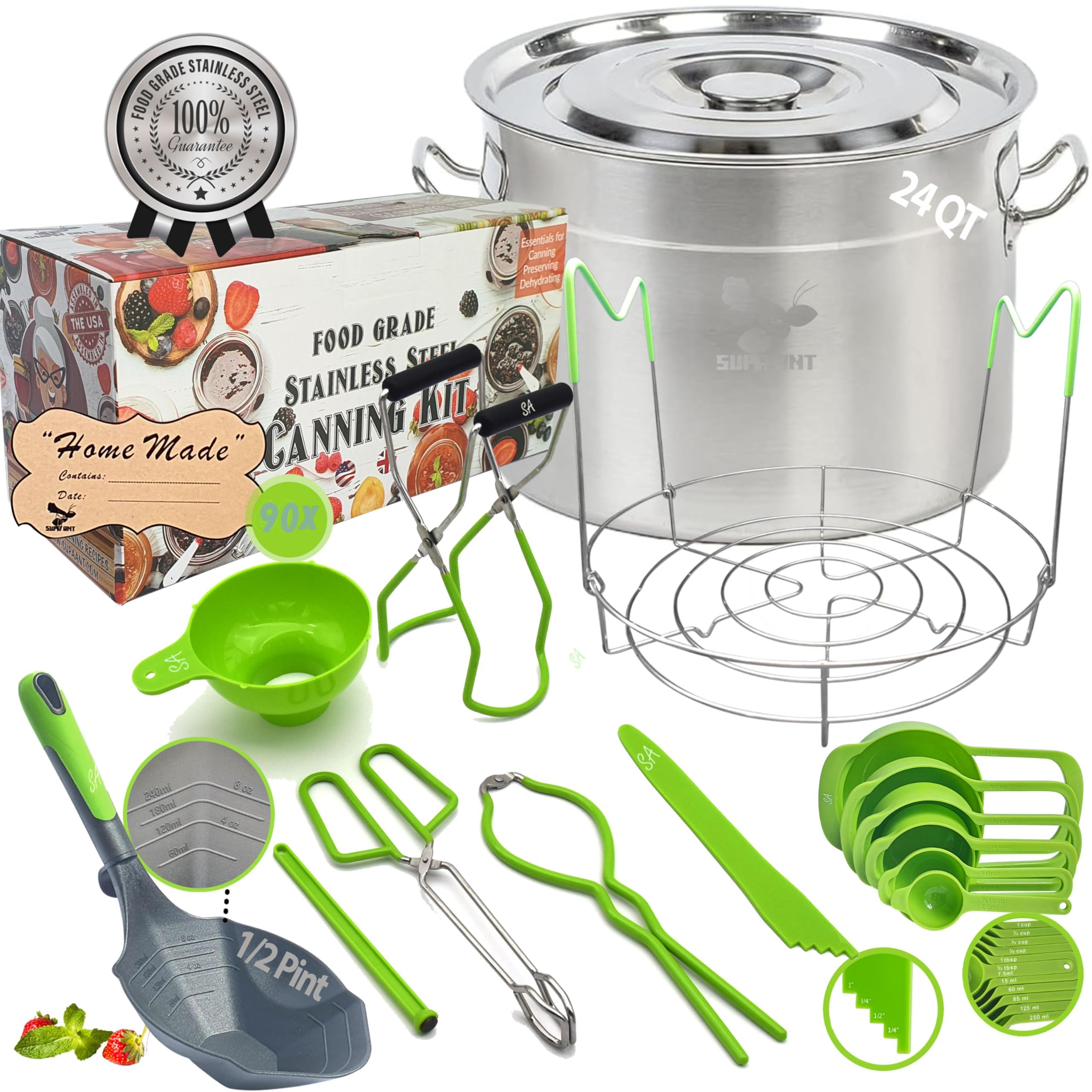 Supa Ant 24qt water bath pot with rack for steady canning sessions