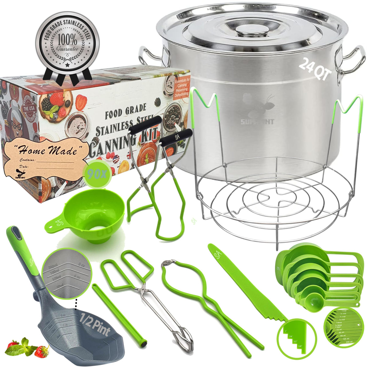 Supa Ant 24qt water bath pot with rack for steady canning sessions