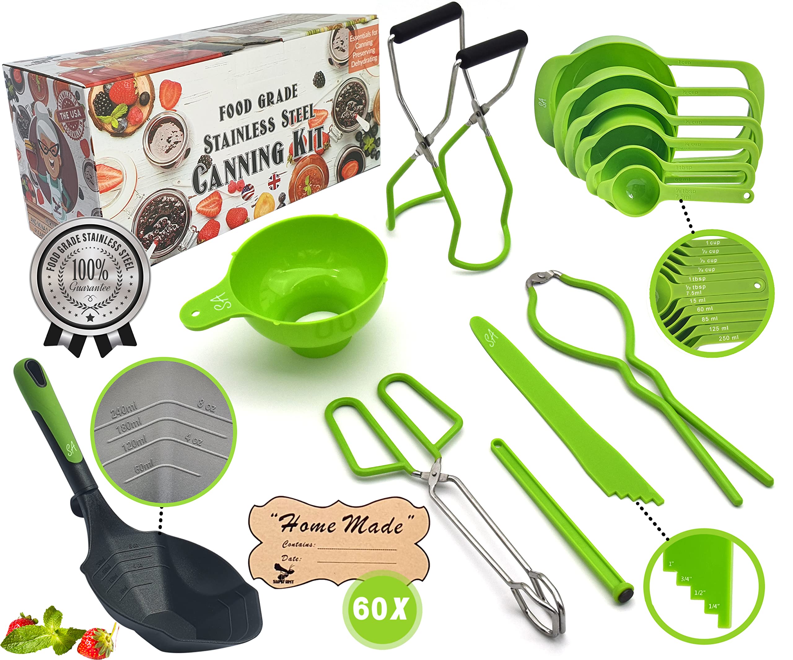 Supa Ant canning kit large scoop demonstrating 8 oz capacity for precise portions