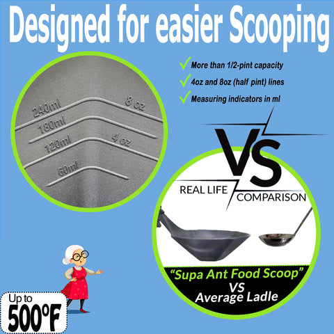 Supa Ant ladle with pour spout for controlled pouring from stock pots