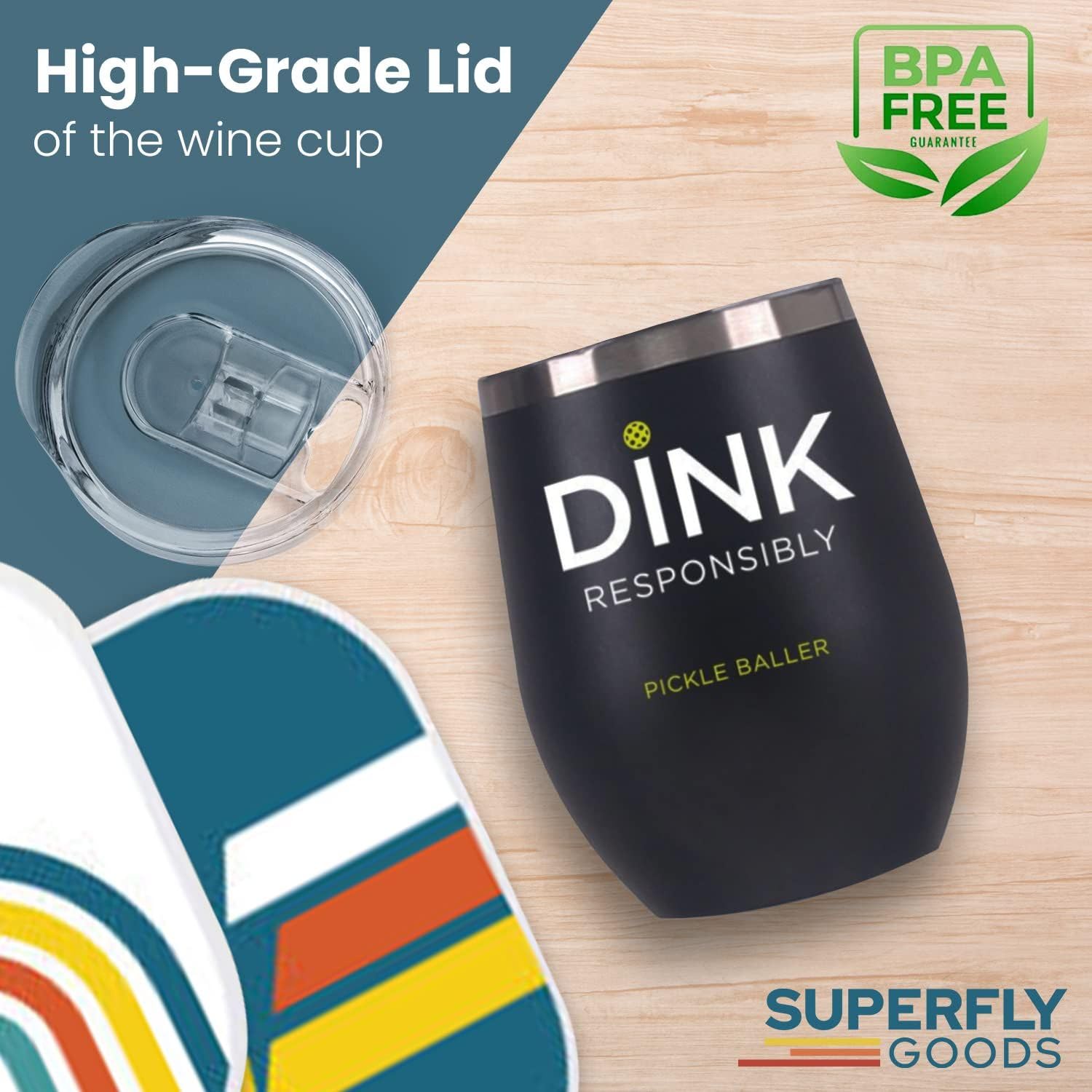 Super Fly Goods 12 oz tumbler doubles as a wine glass after matches.