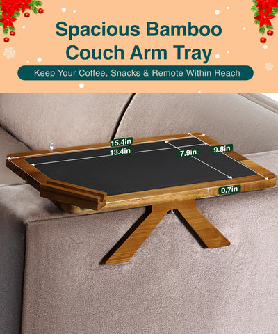 Superb Lifestyle Acacia Couch Arm Tray fits arms up to 8.8 inches wide for versatility