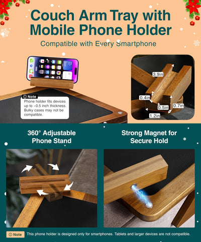 Superb Lifestyle Acacia Couch Arm Tray packaged as a gift-ready option