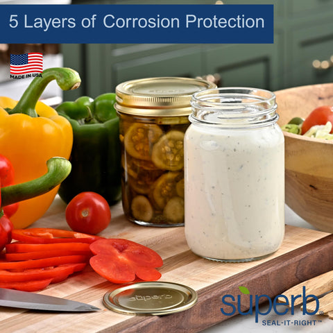 Five-layer corrosion protection for durable lids.