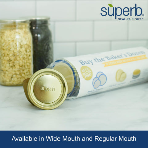 Wide-mouth lids fit quarts and pints for versatile canning.