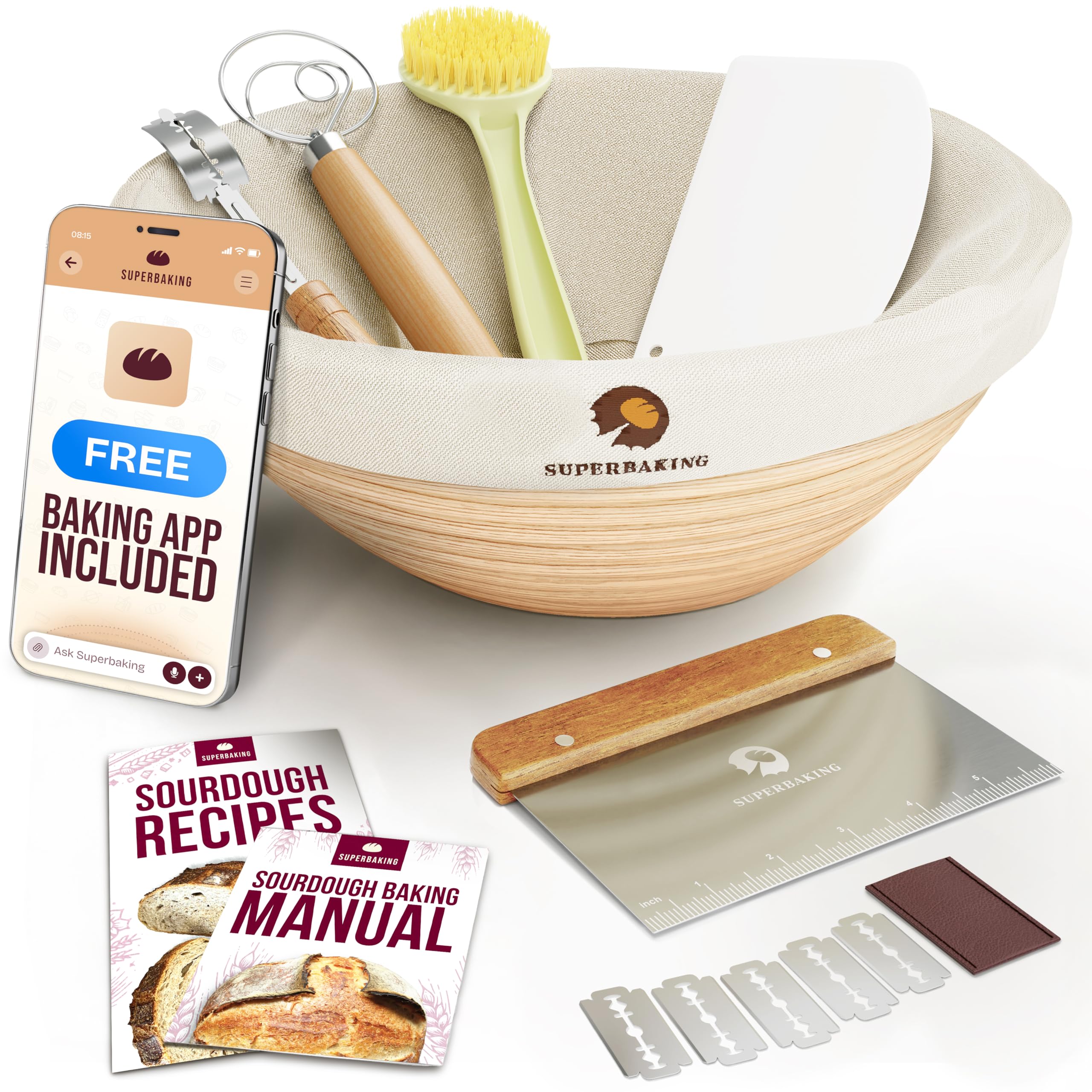 Superbaking banneton basket preserves dough shape for artisanal loaves.