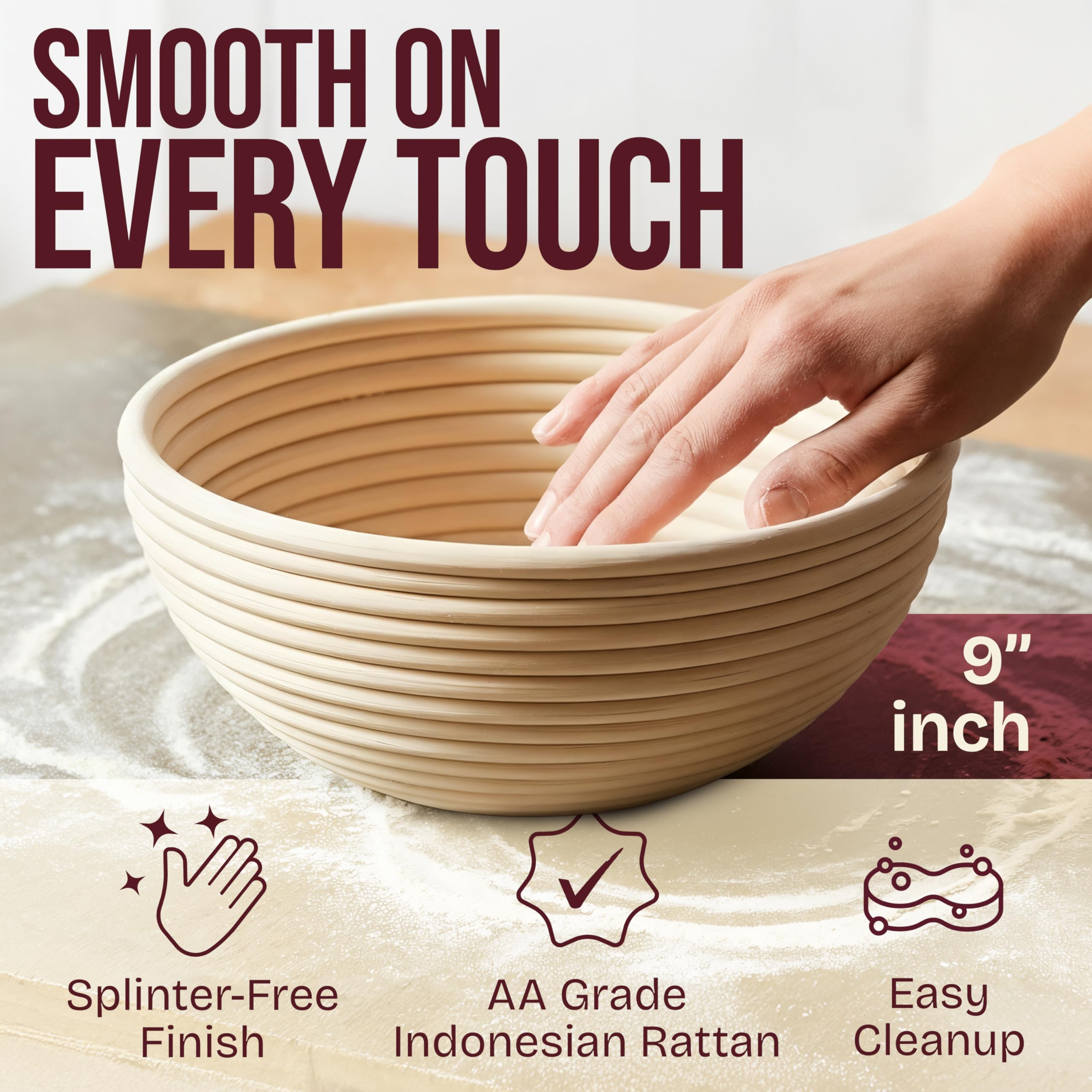 Superbaking ergonomic dough whisk for smooth mixing.