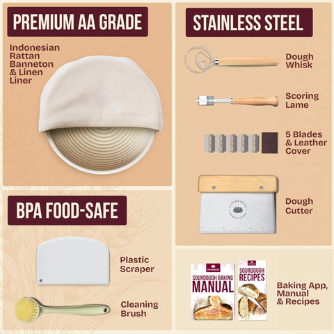 Superbaking linen liner with non-stick surface aids dough release.